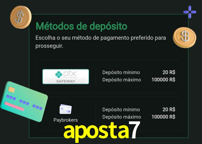 O cassino aposta7 oferece uma grande variedade de métodos de pagamento